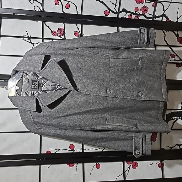 Jos A‎ Bank Gray Peacoat Large - Picture 1 of 5
